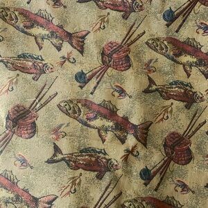 Vintage Kravet Gone Fishing Tapestry Fabric